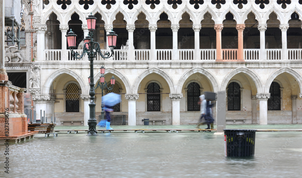 Ducal Palace in Venice during the tide