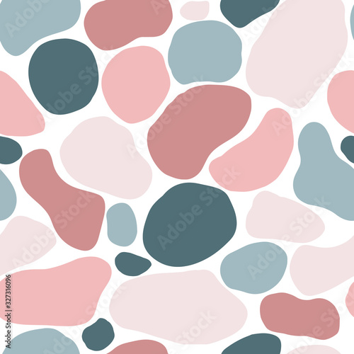 Minimalistic seamless spot pattern. Vector hand drawn illustration in pastel colors. A simple background ideal for printing, textile, fabric, wallpaper, social media design