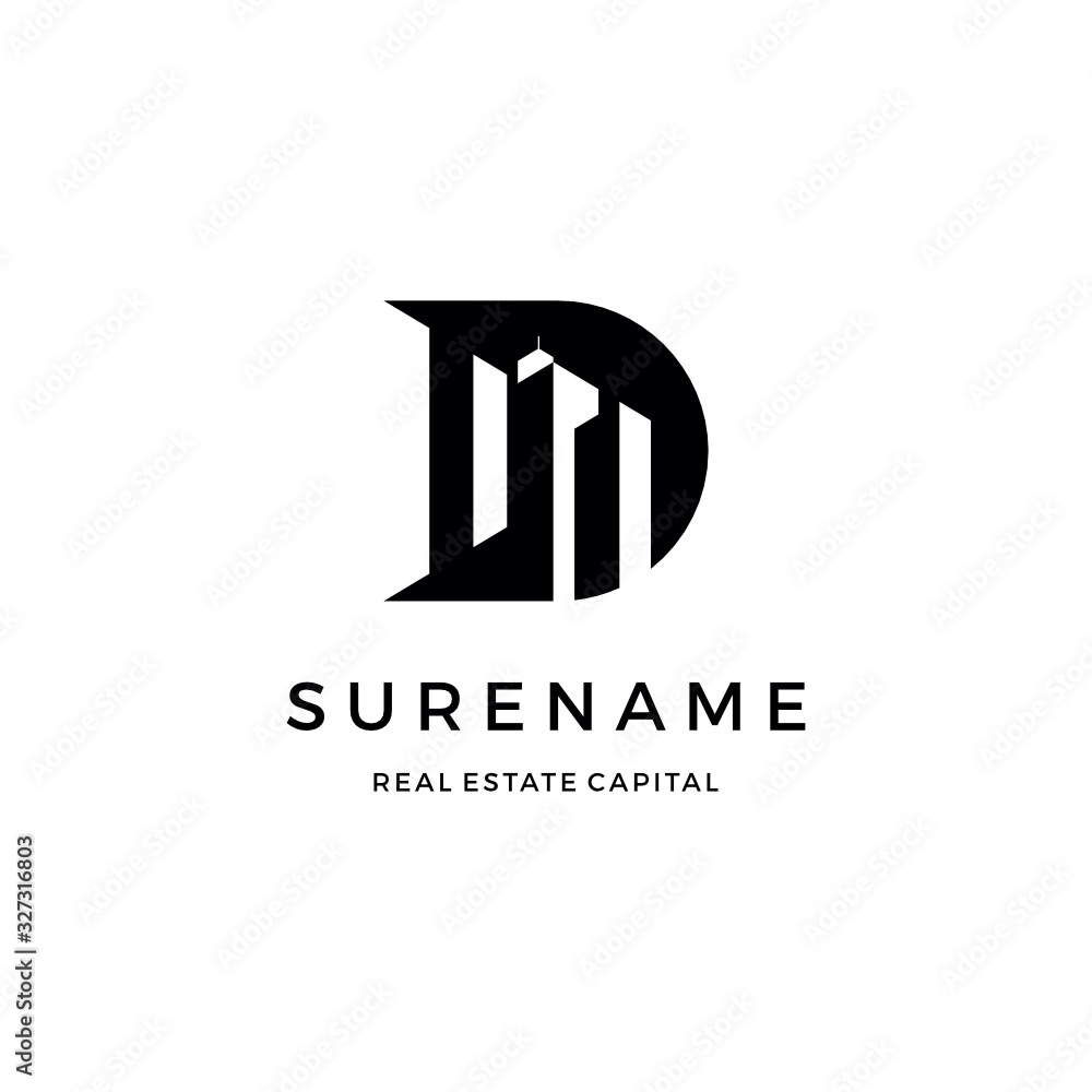 Initial letter D typography logo design Real Estate and Mortgage Logo Design vector Inspiration. custom logo design vector