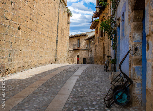 Narrow street in the old town of Valderrobres, Spain