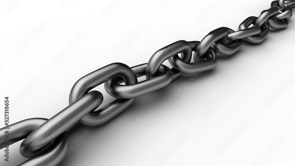 Metal chain isolated on white background. 3D-rendering. Metal chain isolated on white background. 3D-rendering.