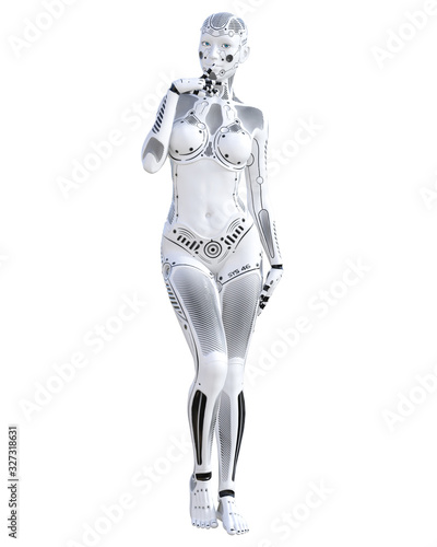 Woman robot. Metal droid. Artificial Intelligence.