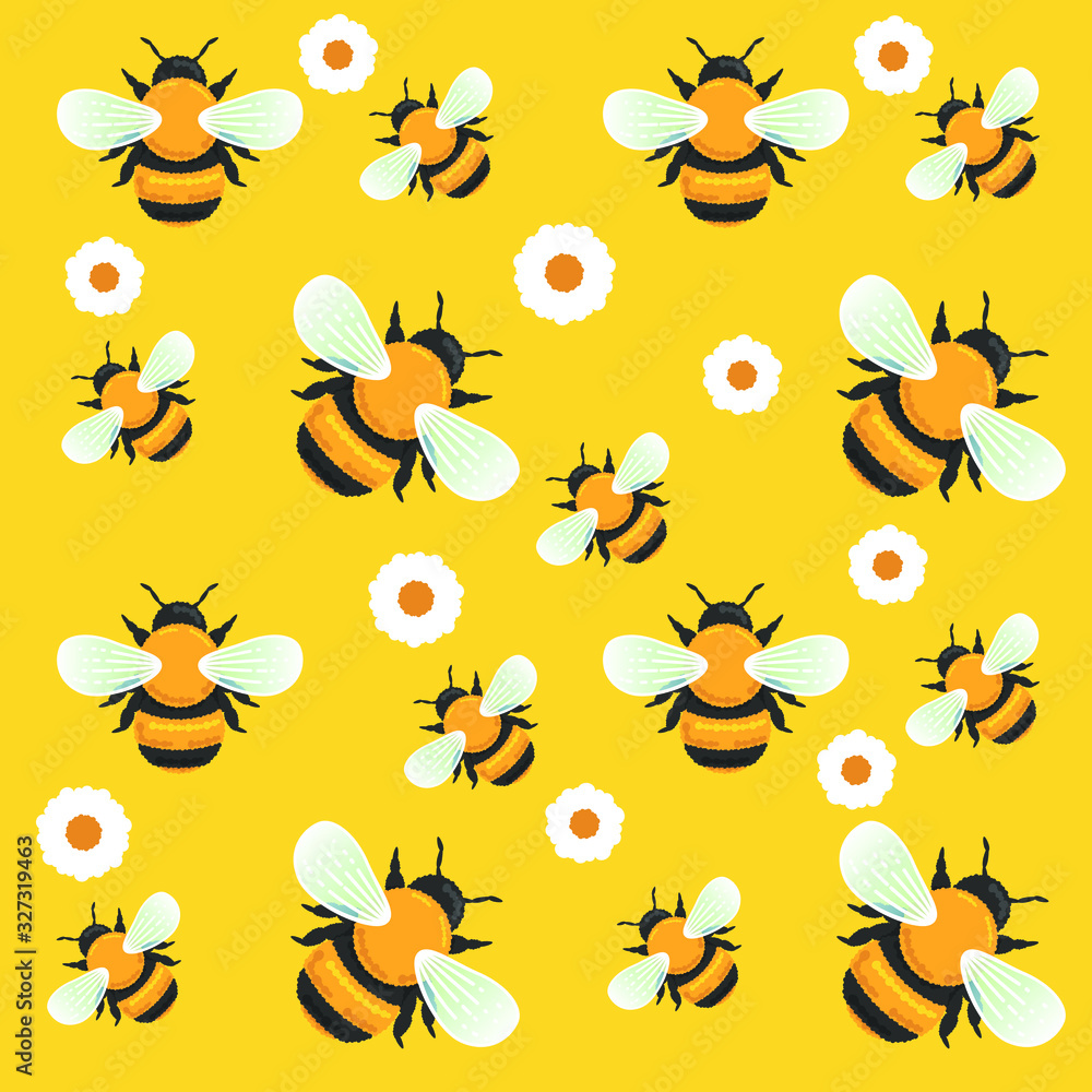 Seamless vector pattern. Illustration of bumblebee Seamless vector pattern. Illustration of bumblebee