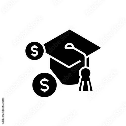 Education fee black icon, concept illustration, vector flat symbol, glyph sign.