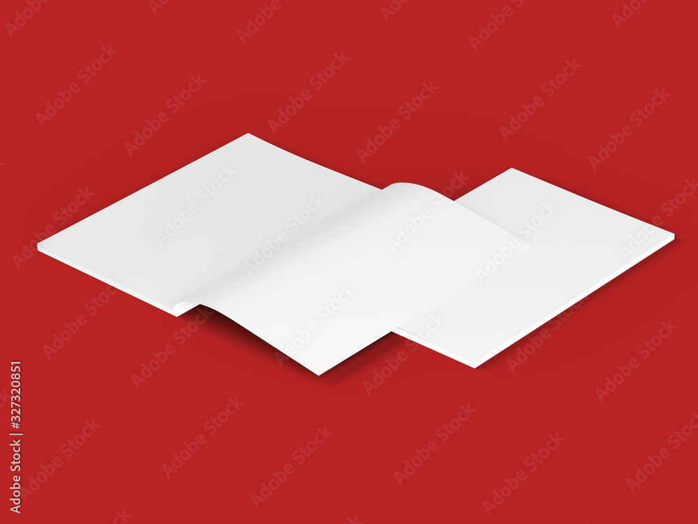 Open magazine with a glued binding. Vertical A4 format. 3d illustration. Open magazine with a glued binding. Vertical A4 format. 3d illustration.