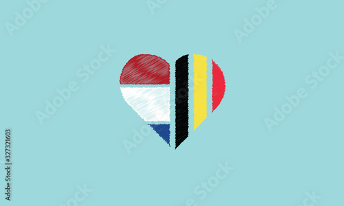 Netherlands Belgium love symbol heart shape