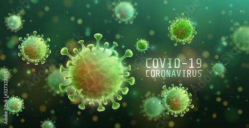 Vector of Coronavirus 2019-nCoV and Virus background with disease cells. COVID-19 Corona virus outbreaking and Pandemic medical health risk concept. Vector illustration eps 10