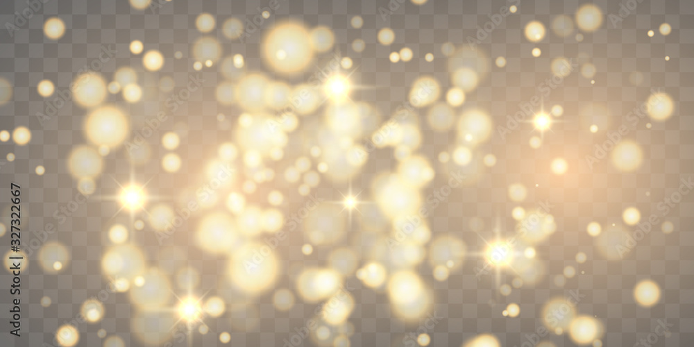 Golden particles glow light effect. Glowing yellow powder splash circles. abstract gold bokeh luxury background. Magic mist glowing on Transparent background. Golden particles glow light effect. Glowing yellow powder splash circles. abstract gold bokeh luxury background. Magic mist glowing on Transparent background.