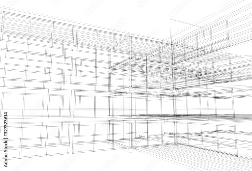Mega city, wireframe technique, original 3d rendering Mega city, wireframe technique, original 3d rendering