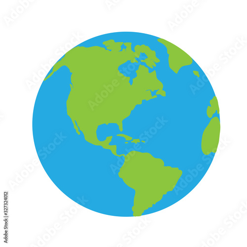 Vector illustration of world on white background. Symbol of green planet.