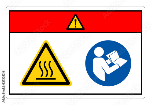 Danger Hot Surface Refer Instruction Manual Booklet Symbol Sign, Vector Illustration, Isolate On White Background Label. EPS10