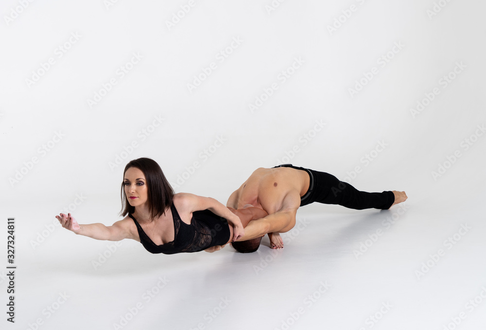 Duo Of two dancers Showing pose, Isolated On White Duo Of two dancers Showing pose, Isolated On White