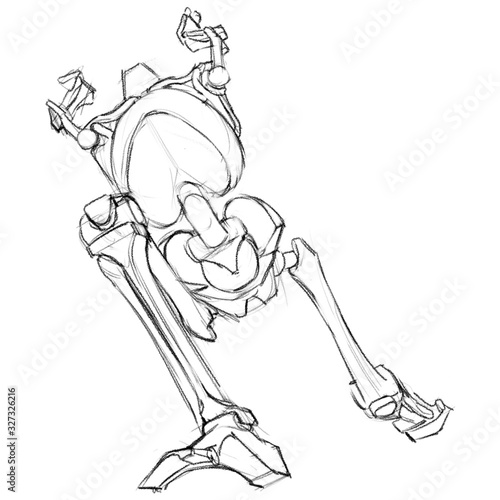 Fototapeta Naklejka Na Ścianę i Meble -  Sketch of skeleton in movement