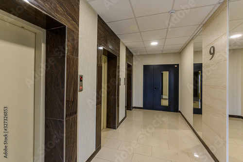 Russia, Moscow- November 04, 2019: interior room apartment public place, porch. doors, walls, corridors