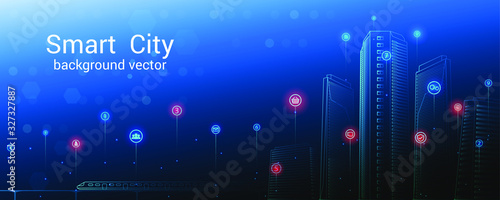 Smart city concept.Sky background. Future city or smart city concept.