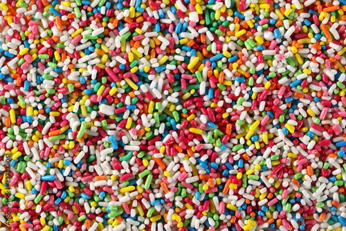 Colorful candy sprinkles background and texture