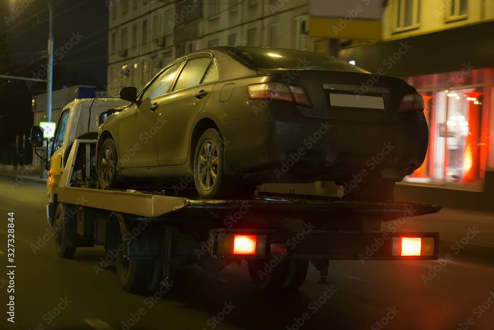 transportation of the car on the tow truck transportation of the car on the tow truck