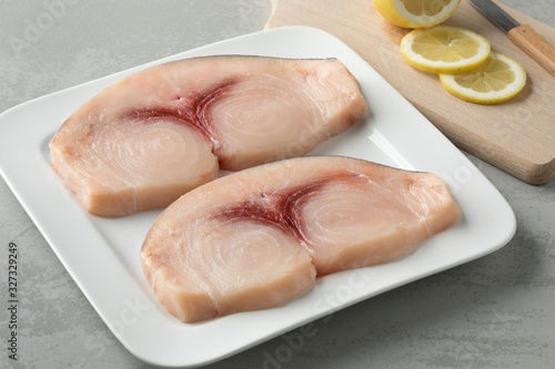 Two raw fresh swordfish fillets photo