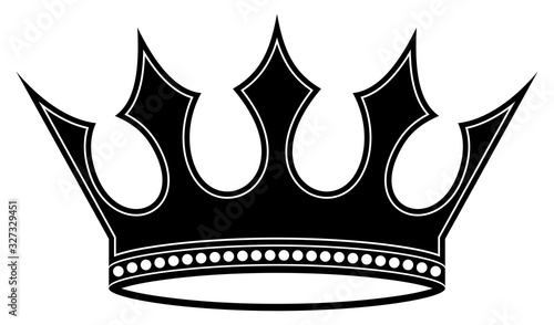 Krone mit Zacken in Schwarz auf einem weißen isolierten Hintergrund. © languste15