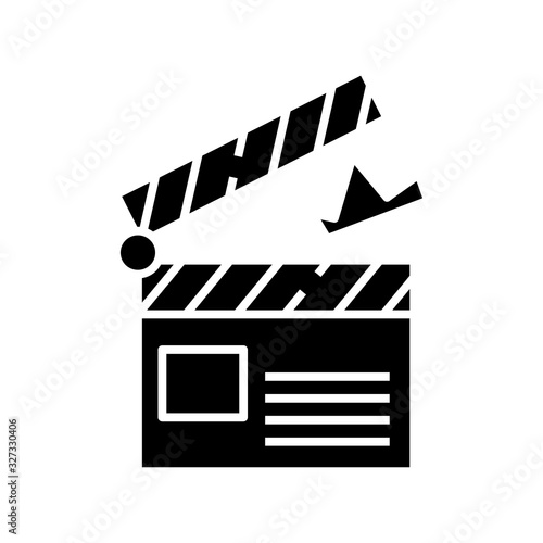 Film producer black icon, concept illustration, vector flat symbol, glyph sign.