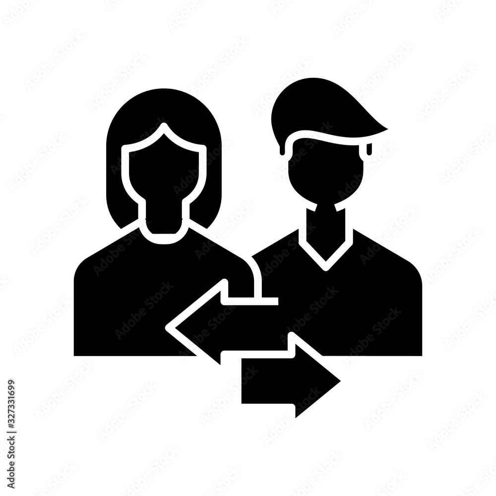 Conversation black icon, concept illustration, vector flat symbol, glyph sign. Conversation black icon, concept illustration, vector flat symbol, glyph sign.