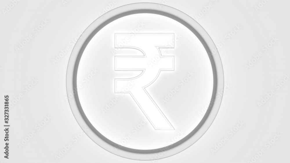 Rupee symbol in ring, eclipse lighting. Economic report or forex related intro 3D animation Rupee symbol in ring, eclipse lighting. Economic report or forex related intro 3D animation