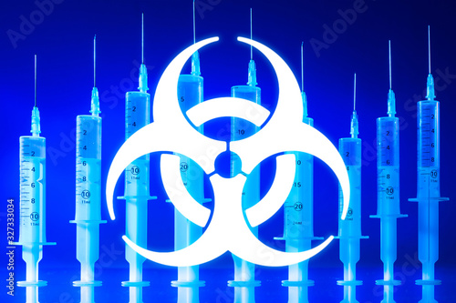 White biohazard sign in clo...