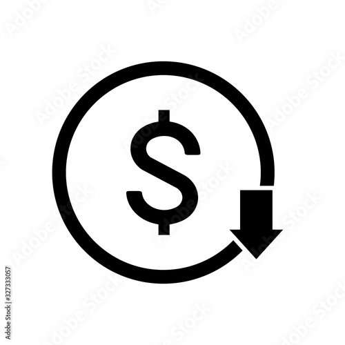Cost reduction icon. Vector symbol image isolated on white background