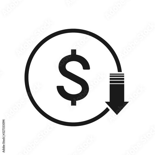 Cost reduction icon. Vector symbol image isolated on white background