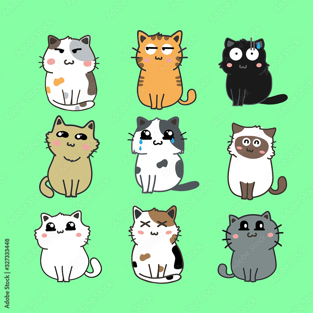 cute cats cartoon set vector cute cats cartoon set vector