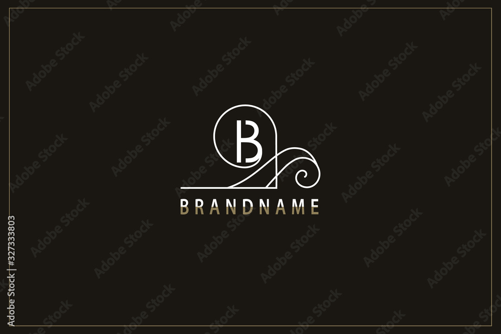 Letter B Logo. Creative Linear Monogram with Inscription. Luxury Sign in Minimalist Style. Design Template for Business Card, Company Name, Label, Initials. Graceful Symbol. Vector illustration Letter B Logo. Creative Linear Monogram with Inscription. Luxury Sign in Minimalist Style. Design Template for Business Card, Company Name, Label, Initials. Graceful Symbol. Vector illustration