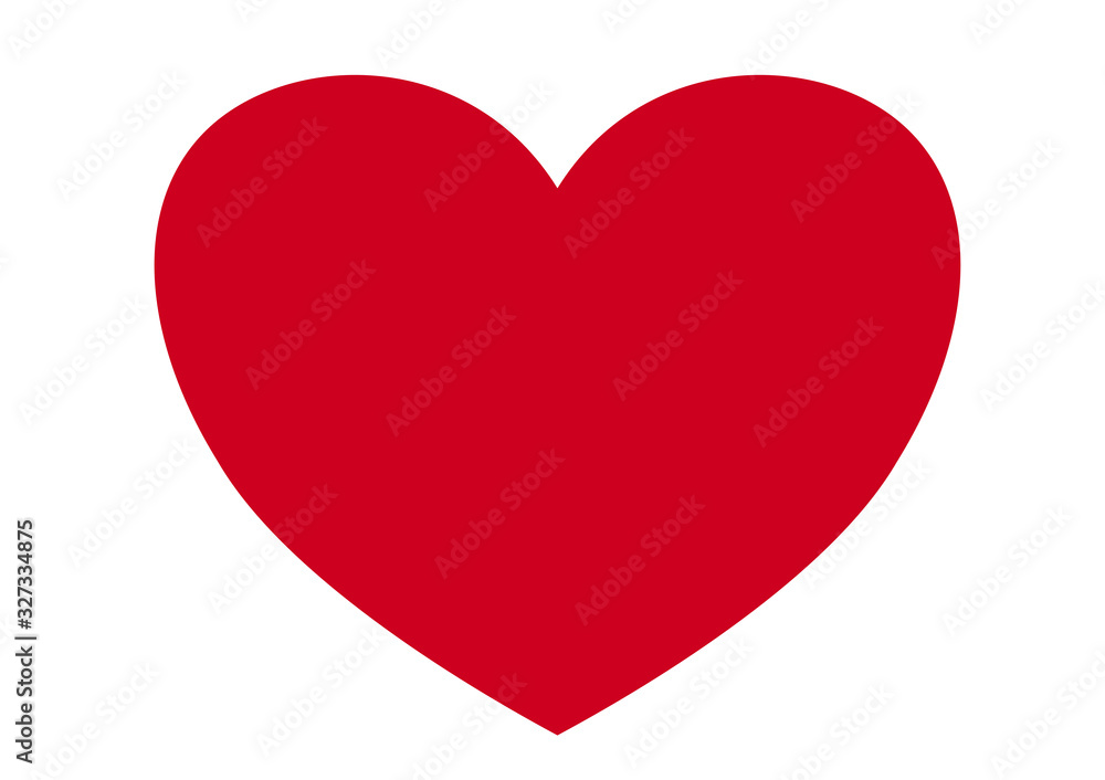 Red heart on a white background, cut out