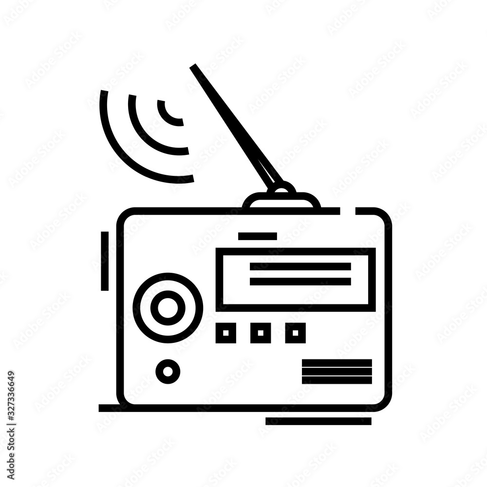 Radio line icon, concept sign, outline vector illustration, linear symbol. Radio line icon, concept sign, outline vector illustration, linear symbol.