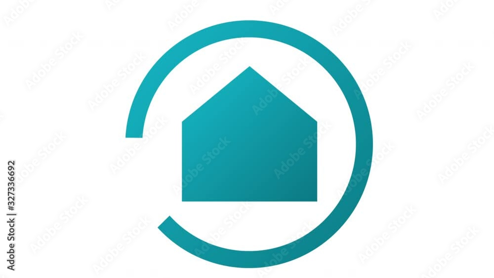 blue house animation- construction, insurance, property concept logotype