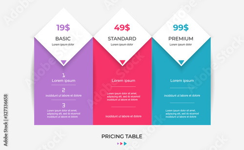 Colorful Price Table Business Template. Pricing plans © gsshot