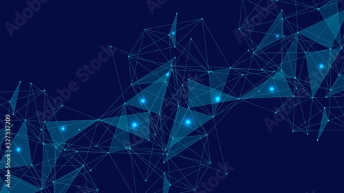 Geometric abstract background with connected line and dots. Structure molecule and communication. Big Data Visualization. Medical, technology, science background. Vector illustration.