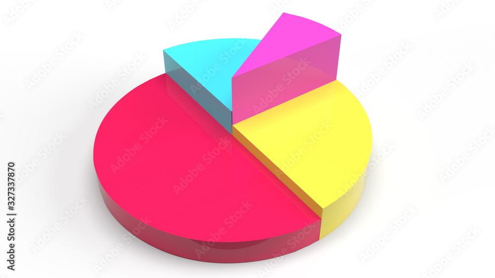 Obraz premium multicoloured pie chart 3d rendering on white background for business content..