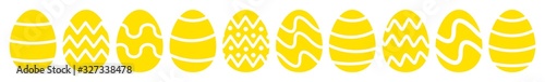 Easter Egg Icon Yellow | Painted Eggs Illustration | Happy Easter Hunt Symbol | Holiday Logo | April Spring Sign | Isolated | Variations photo