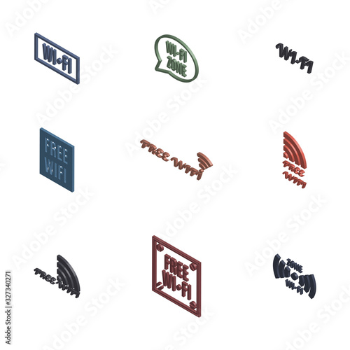 Set of 3D wireless icons, vector illustration.