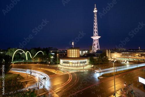 Photography Blue hour and bulb exposure on crossroads and of the radio tower in Berlin from