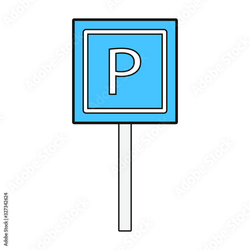 parking sign white background, icon vector