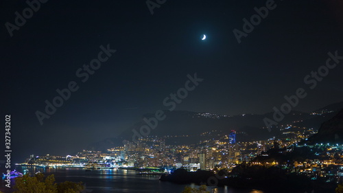 Cityscape of Monte Carlo at night timelapse  Monaco.