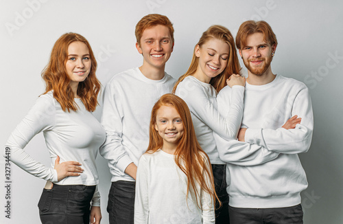 portrait of cheerful beautiful caucasian people with unusual hair colour, redhaired people posing at camera. natural ginger hair, red hair, auburn