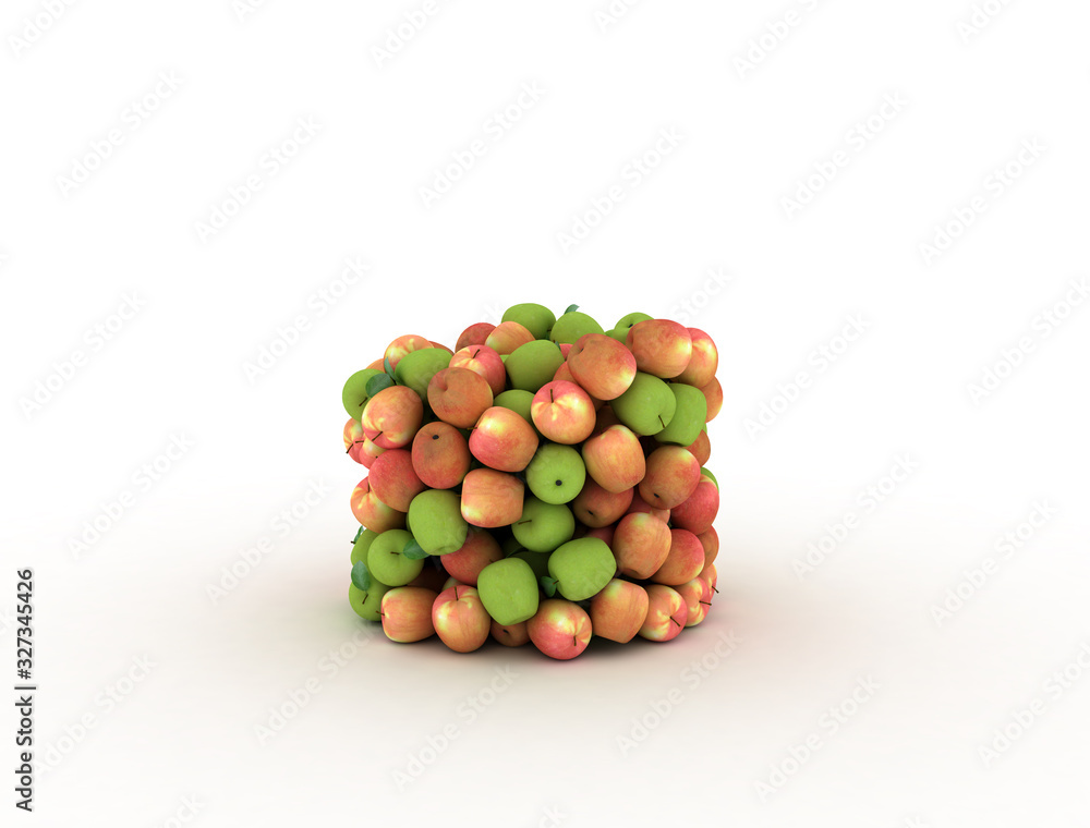 Stack of different apples on white background. 3d illustration Stack of different apples on white background. 3d illustration
