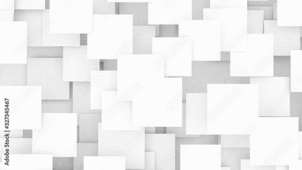 Overlapping blank white squares background 3d illustration