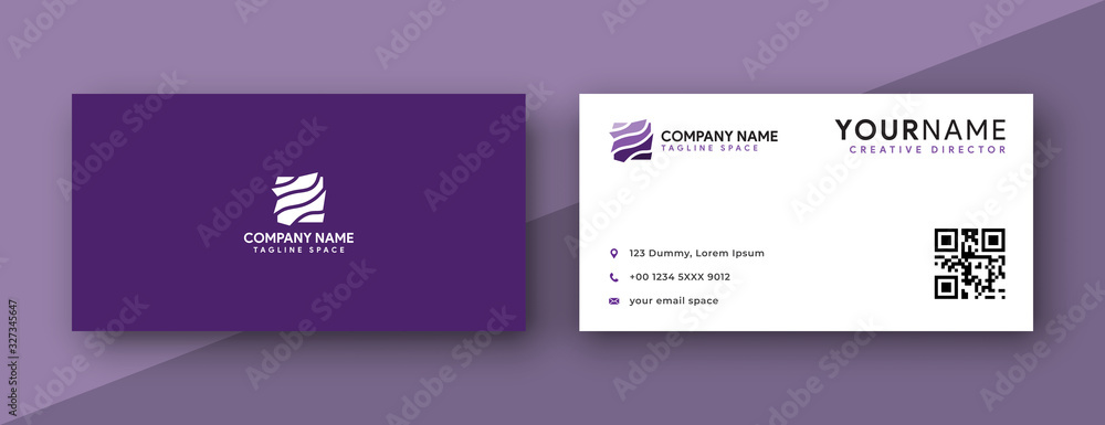 purple business card design. modern wavy theme, double sided business card design