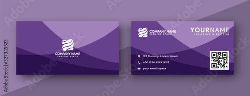purple business card design. modern wavy theme, double sided business card design