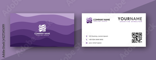 purple business card design. modern wavy theme, double sided business card design