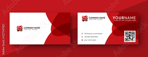 red business card design, modern wavy business card templates . double sided business card 