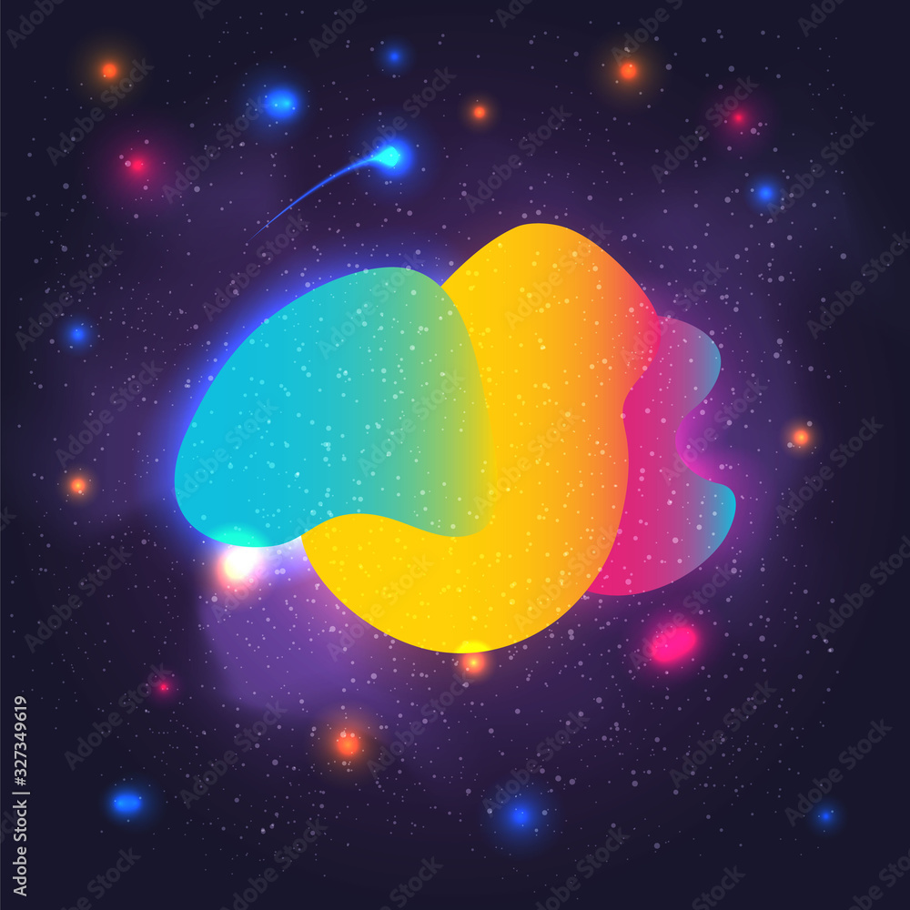 space pattern with abstract shape and stars